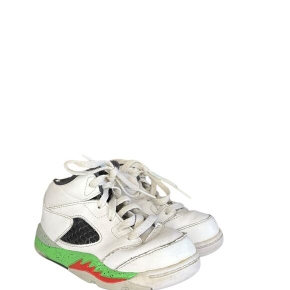 Boys Nike Air Jordan 5 Retro BP 'Pro Stars' Sneakers Size 8C White Green - Picture 3 of 6